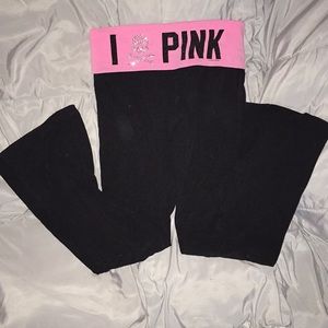 Pink bell bottom leggings